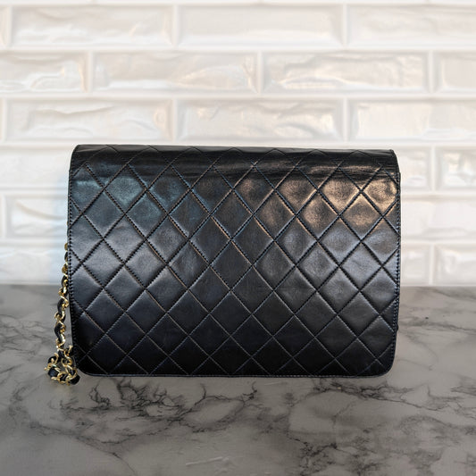 Chanel Vintage Small Single Flap - Schwarzes Lammleder