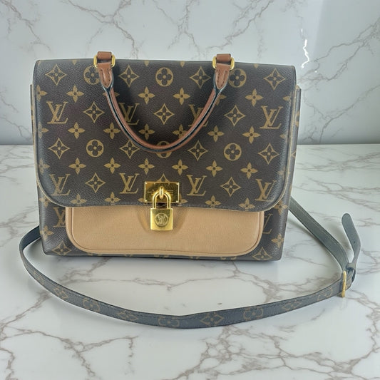 Louis Vuitton Marignan – Monogram Canvas mit beigen Leder