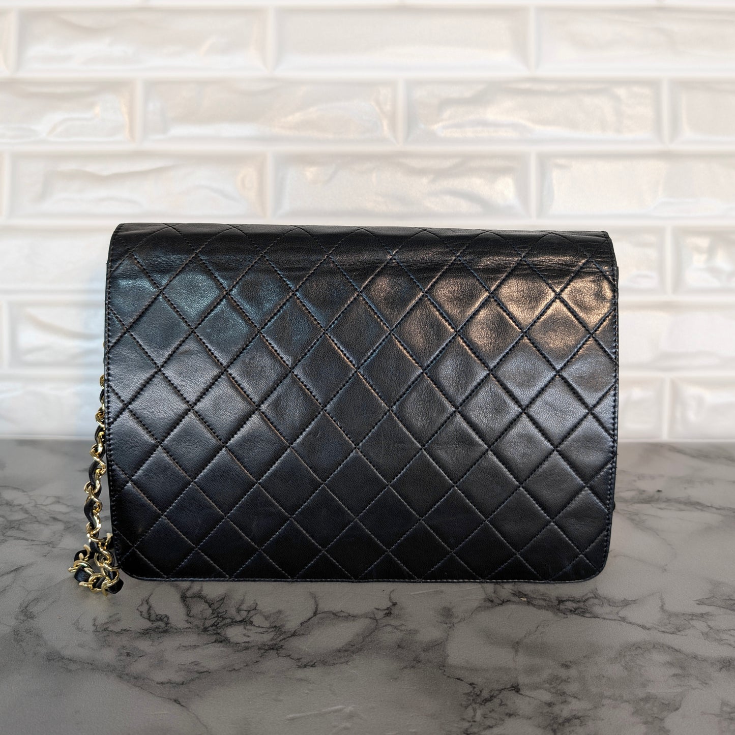 Chanel Vintage Small Single Flap - Schwarzes Lammleder