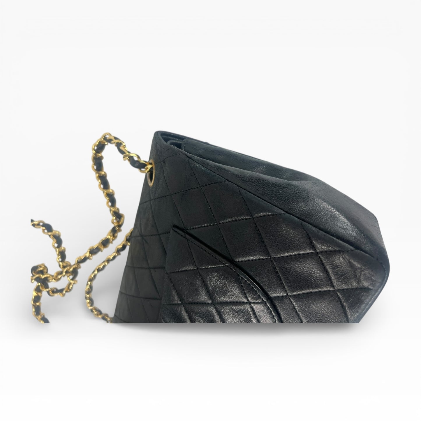 Chanel Double Flap Classic schwarzes Lammleder