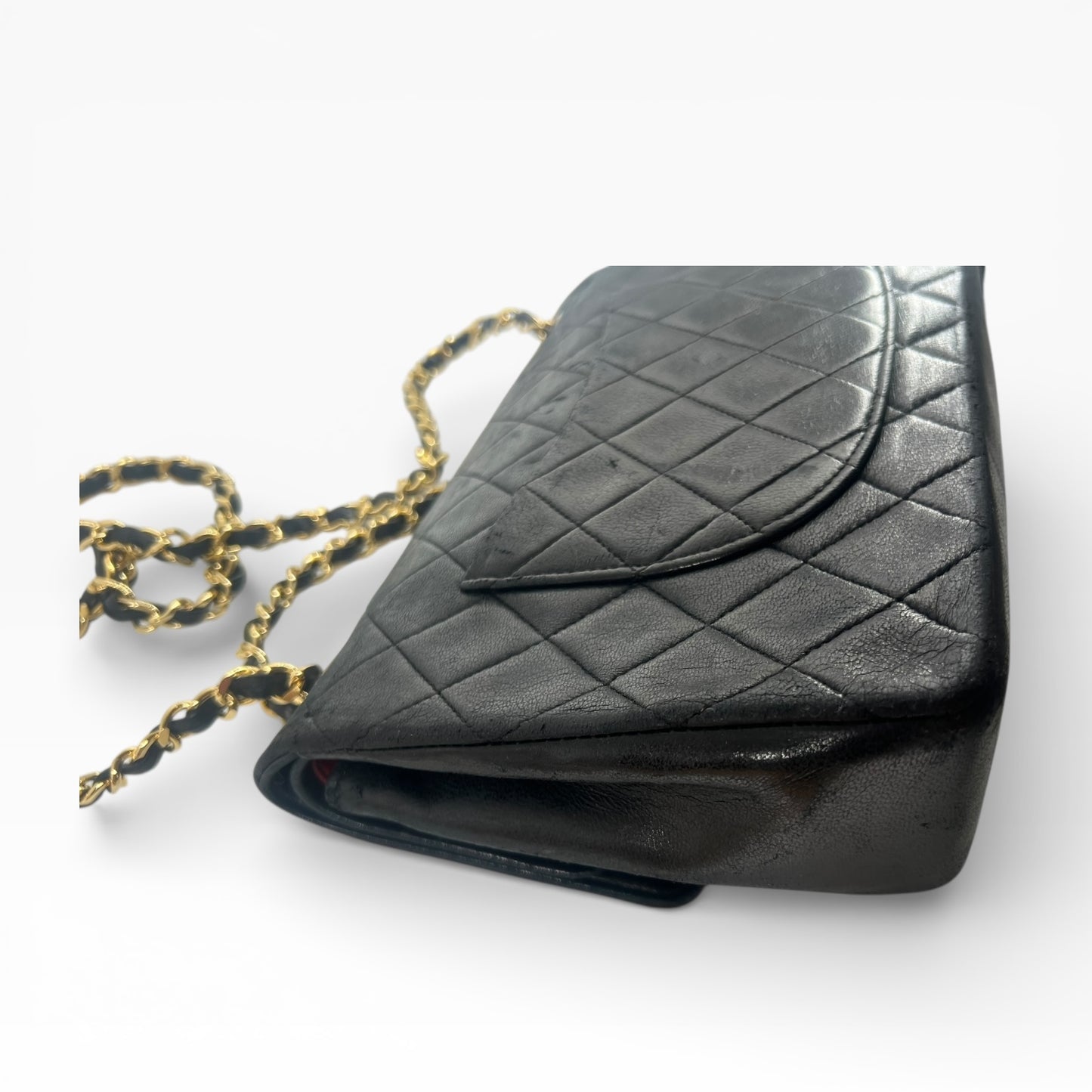 Chanel Double Flap Classic schwarzes Lammleder