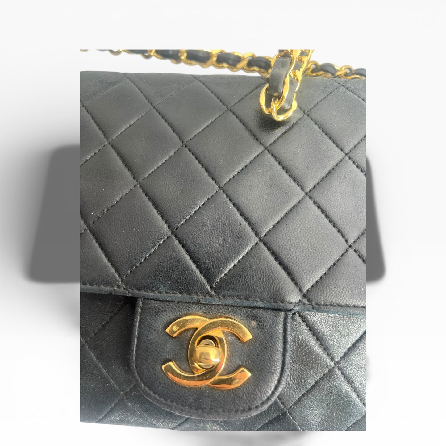 Chanel Double Flap Classic schwarzes Lammleder