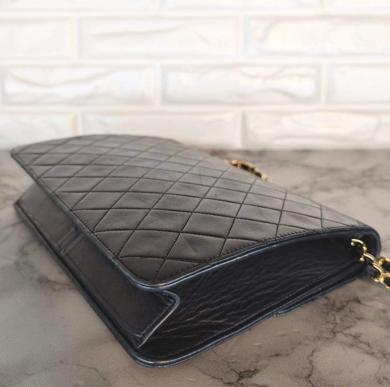Chanel Vintage Small Single Flap - Schwarzes Lammleder