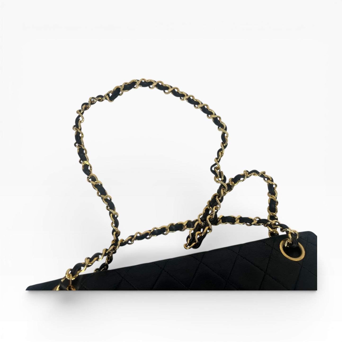 Chanel Double Flap Classic schwarzes Lammleder