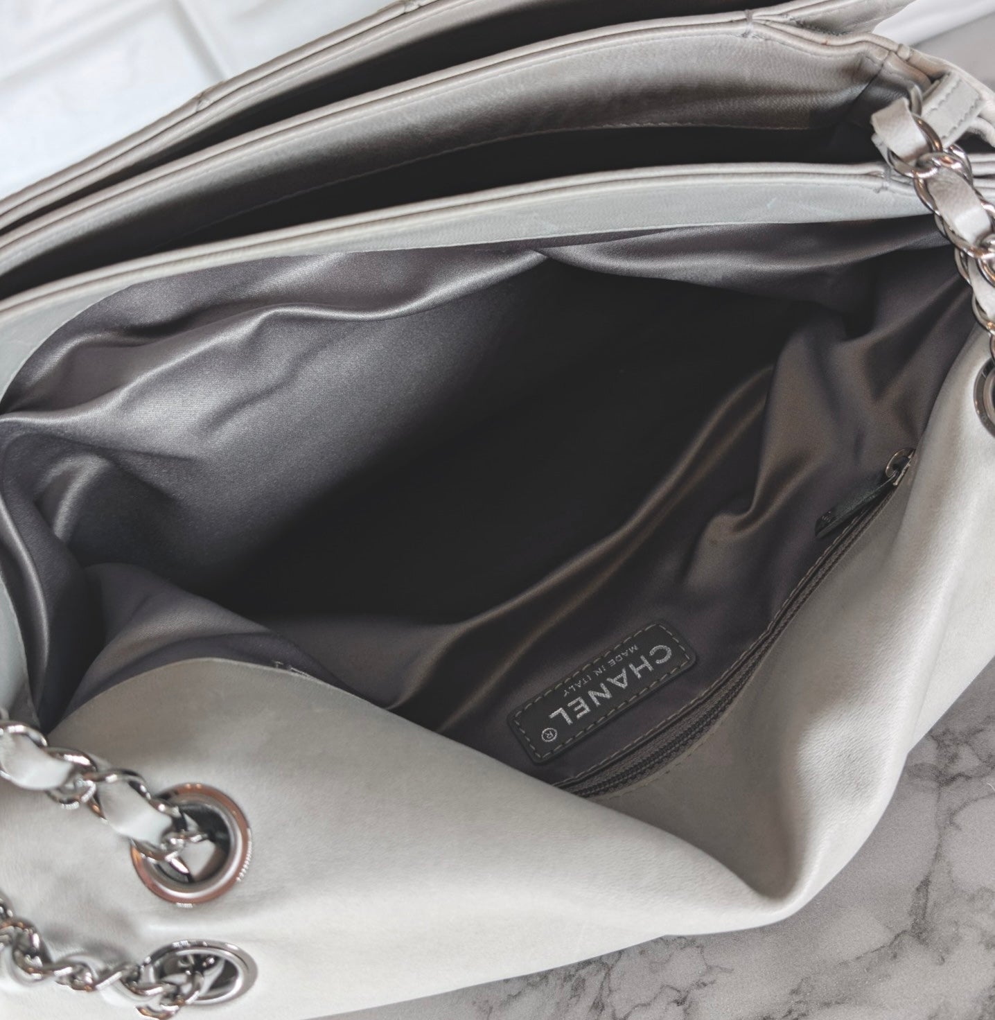 Chanel Jumbo 3 Accordion Flap Bag - Lammleder Ruthenium