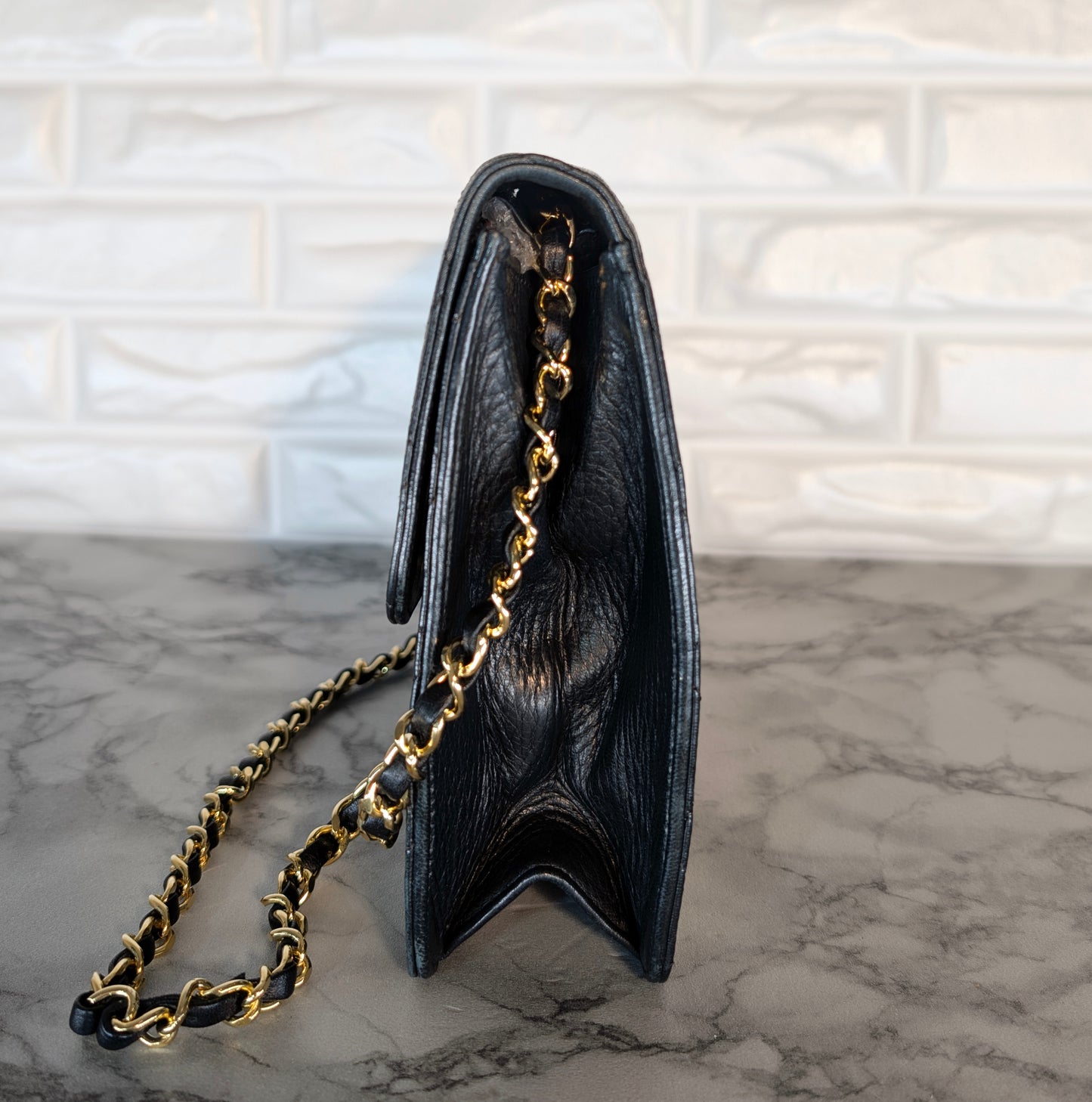 Chanel Vintage Small Single Flap - Schwarzes Lammleder