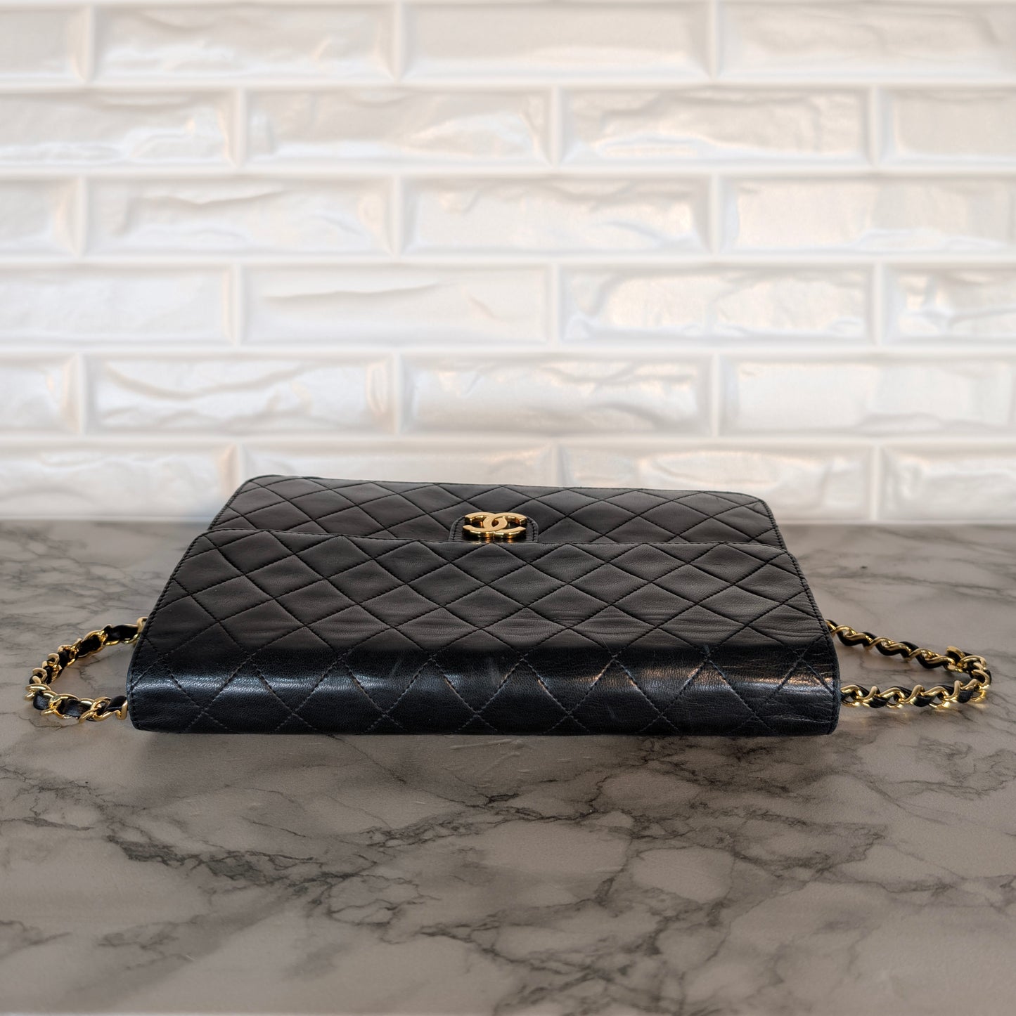 Chanel Vintage Small Single Flap - Schwarzes Lammleder
